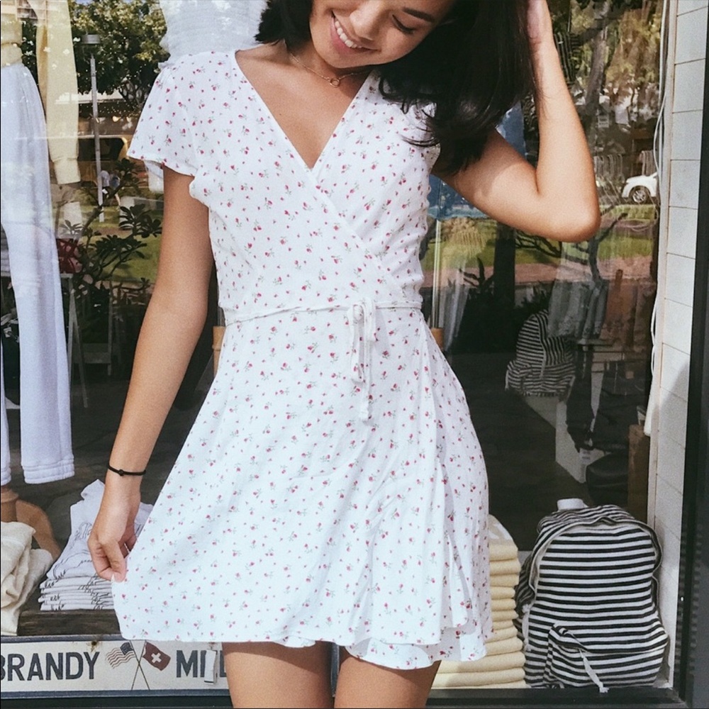 Brandy Melville White Floral Dress